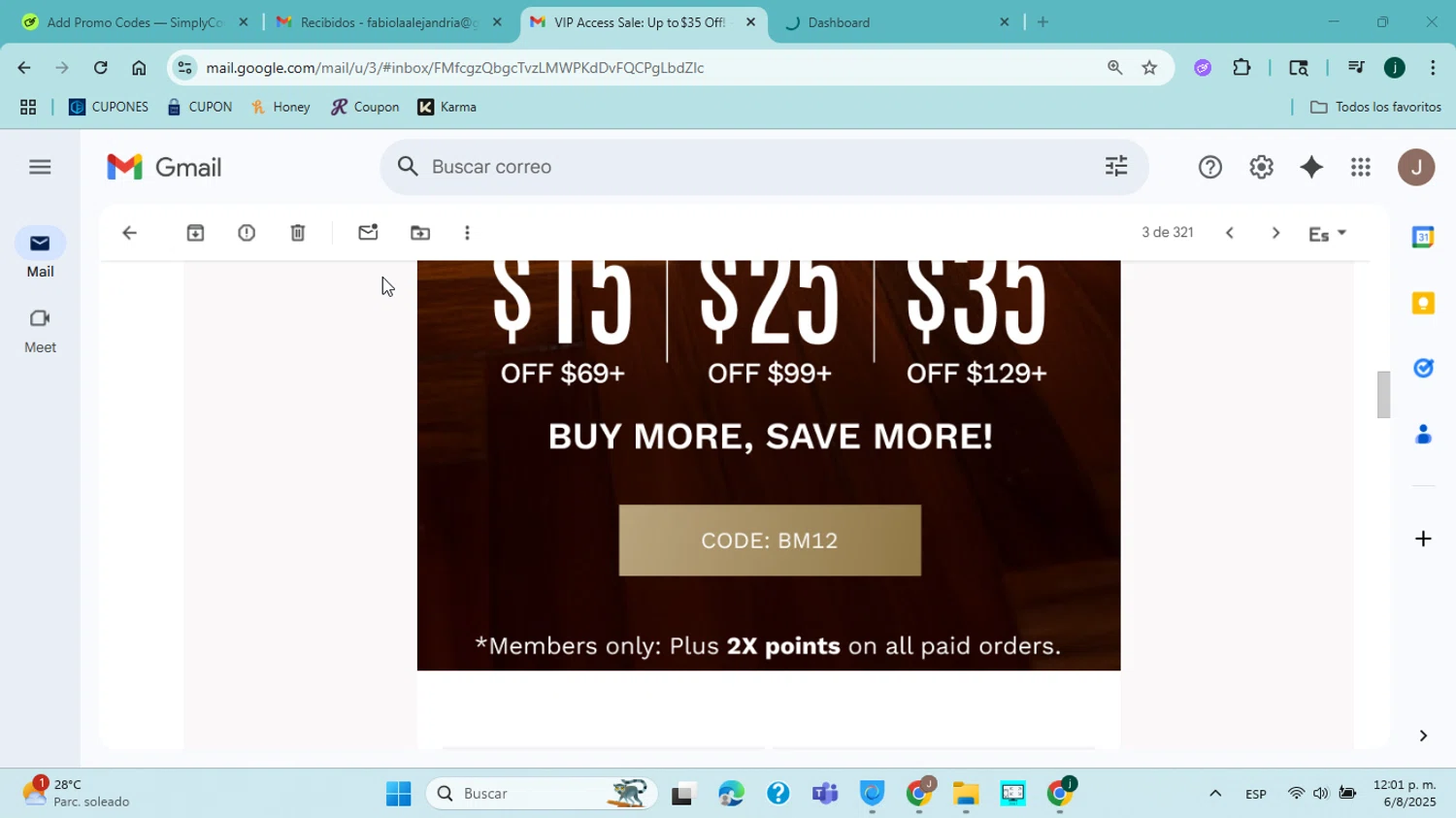 Bruno Marc coupon code screenshot showing code BM12 applied at Bruno Marc checkout page. Uploaded by SimplyCodes community member jorgejavierherrera on Aug 6, 2025