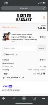 Brutus15 coupon verification screenshot