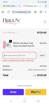 Bruun Beauty coupon verification screenshot