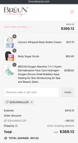 Bruun Beauty coupon verification screenshot