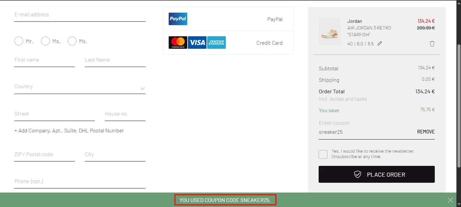 BSTN checkout page showing BSTN coupon code box | Screenshot taken by SimplyCodes community member on Oct 3, 2025