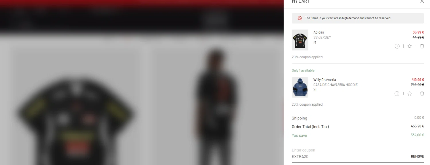 BSTN coupon code screenshot showing code EXTRA20 applied at BSTN checkout page. Uploaded by SimplyCodes community member jesspea on Dec 28, 2025