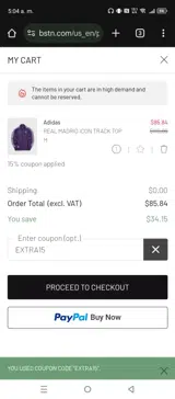 BSTN coupon verification screenshot
