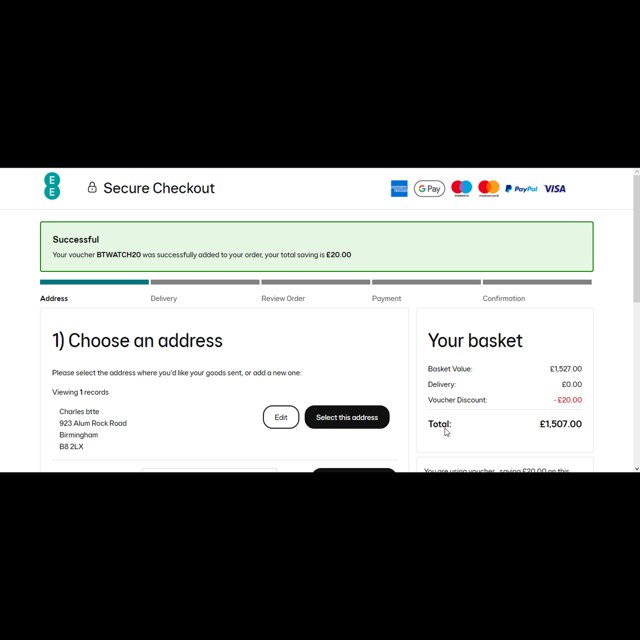 BT checkout page showing BT coupon code box | Screenshot taken by SimplyCodes community member on Sep 3, 2023