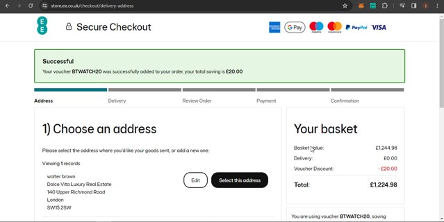 BT checkout page showing BT coupon code box | Screenshot taken by SimplyCodes community member on Oct 2, 2023