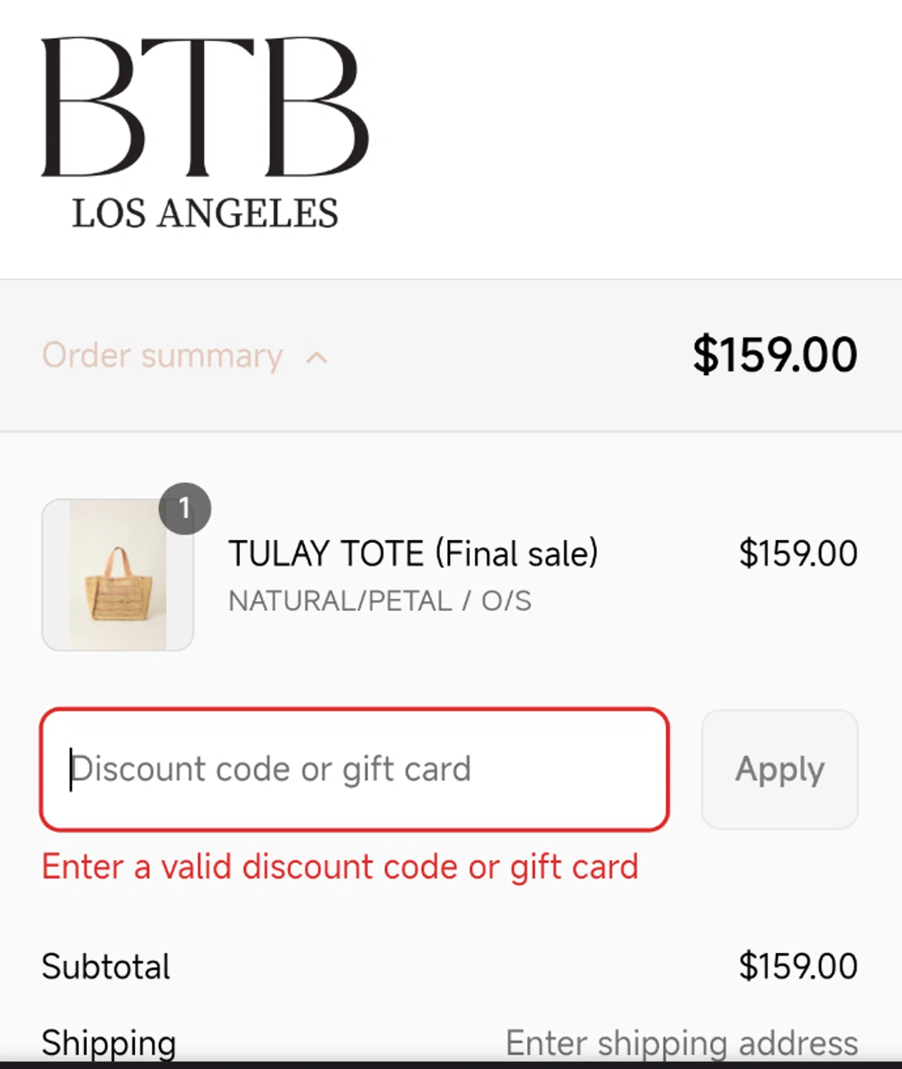 BTB Los Angeles promo code screenshot showing code btbsale35 applied at BTB Los Angeles checkout page. Uploaded by SimplyCodes community member Diego_Soto on Sep 12, 2025