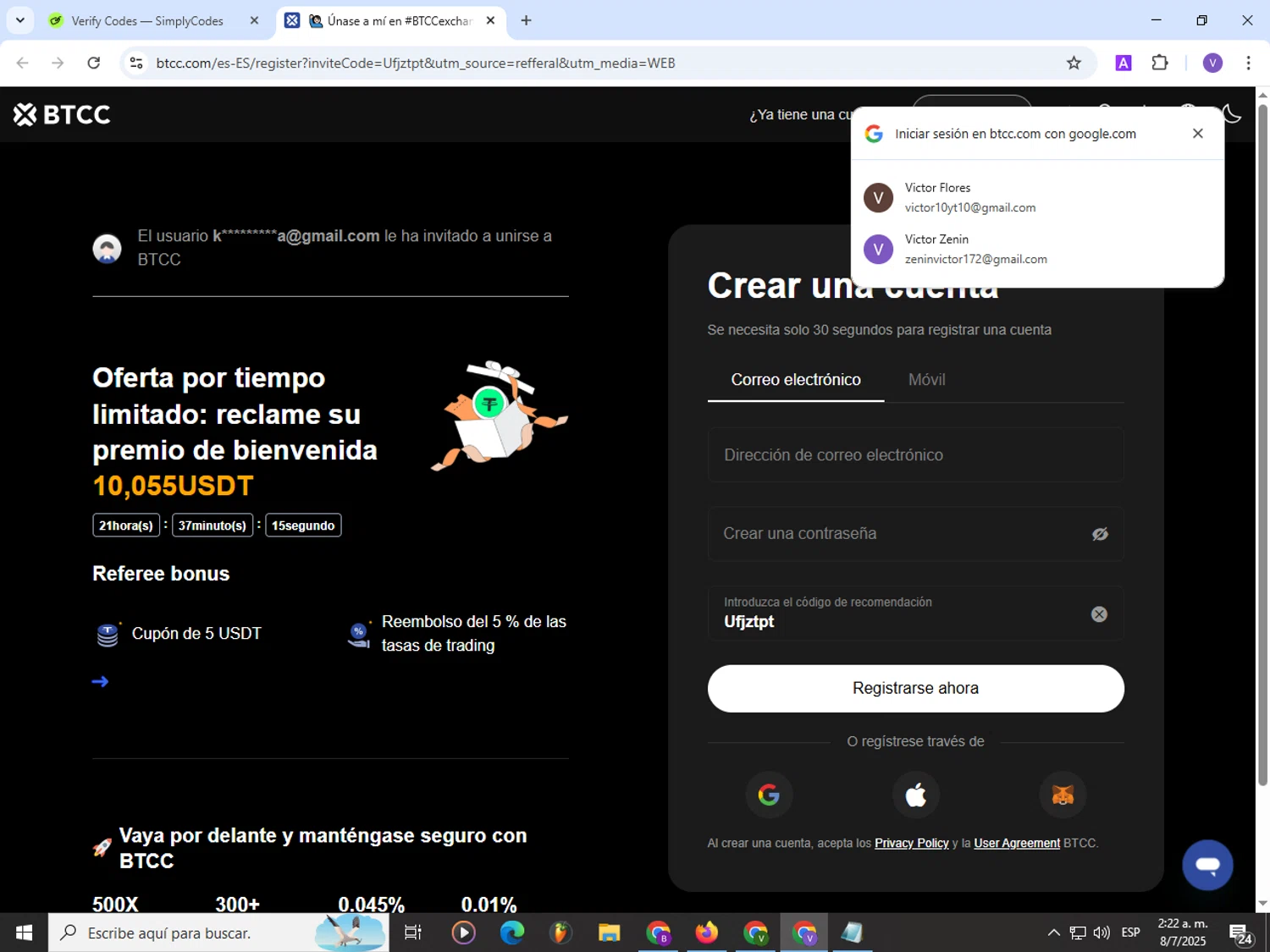BTCC promo code screenshot showing code Ufjztpt applied at BTCC checkout page. Uploaded by SimplyCodes community member Satoru_gojo on Jul 8, 2025