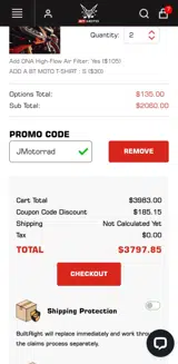 JMotorrad coupon verification screenshot