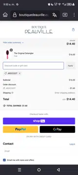 Boutique Deauville coupon verification screenshot