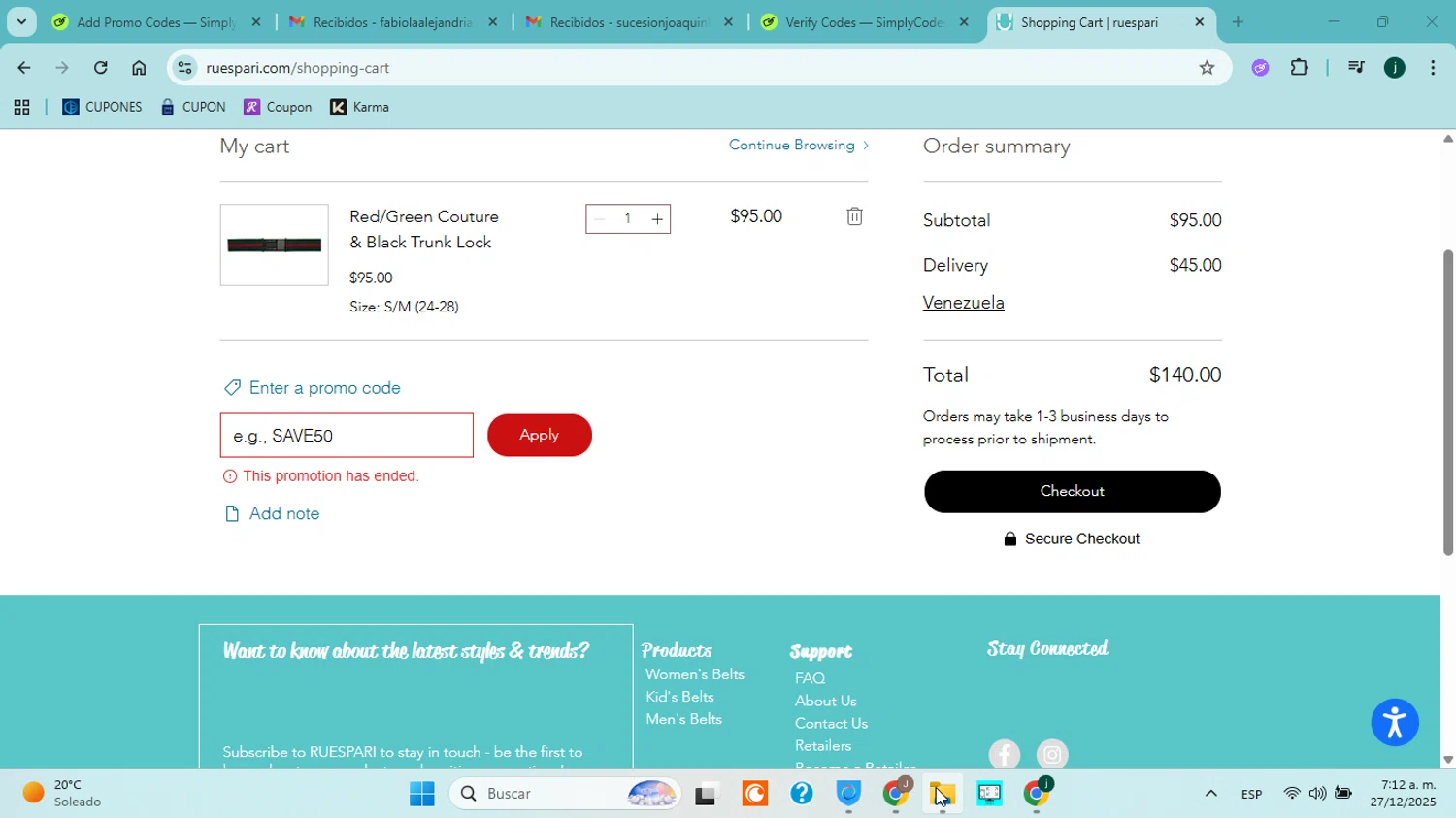 Bubbakoos Burritos promo code screenshot showing code BLKFRIBOGO applied at Bubbakoos Burritos checkout page. Uploaded by SimplyCodes community member ABHF23 on Dec 27, 2025