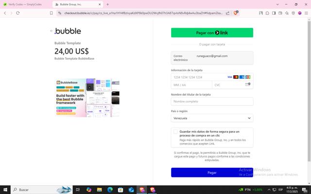 Bubble checkout page showing Bubble discount code box | Screenshot taken by SimplyCodes community member on Feb 17, 2025