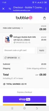 SPOOKY20 coupon verification screenshot