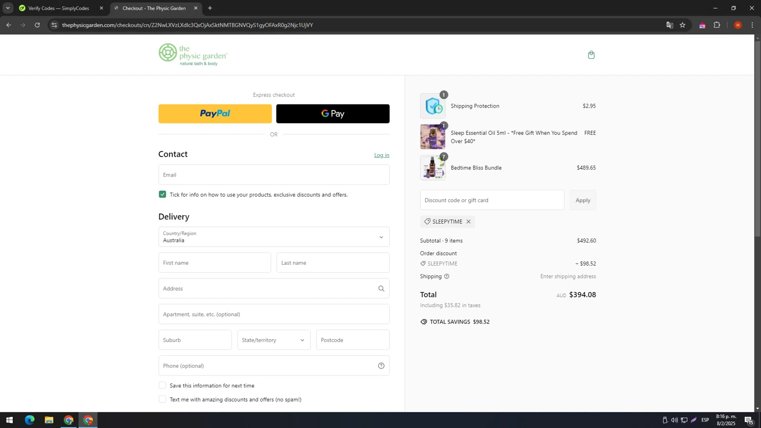 Buce Plant discount code screenshot showing code IQ9UPGRADE applied at Buce Plant checkout page. Uploaded by SimplyCodes community member usename on Feb 9, 2025