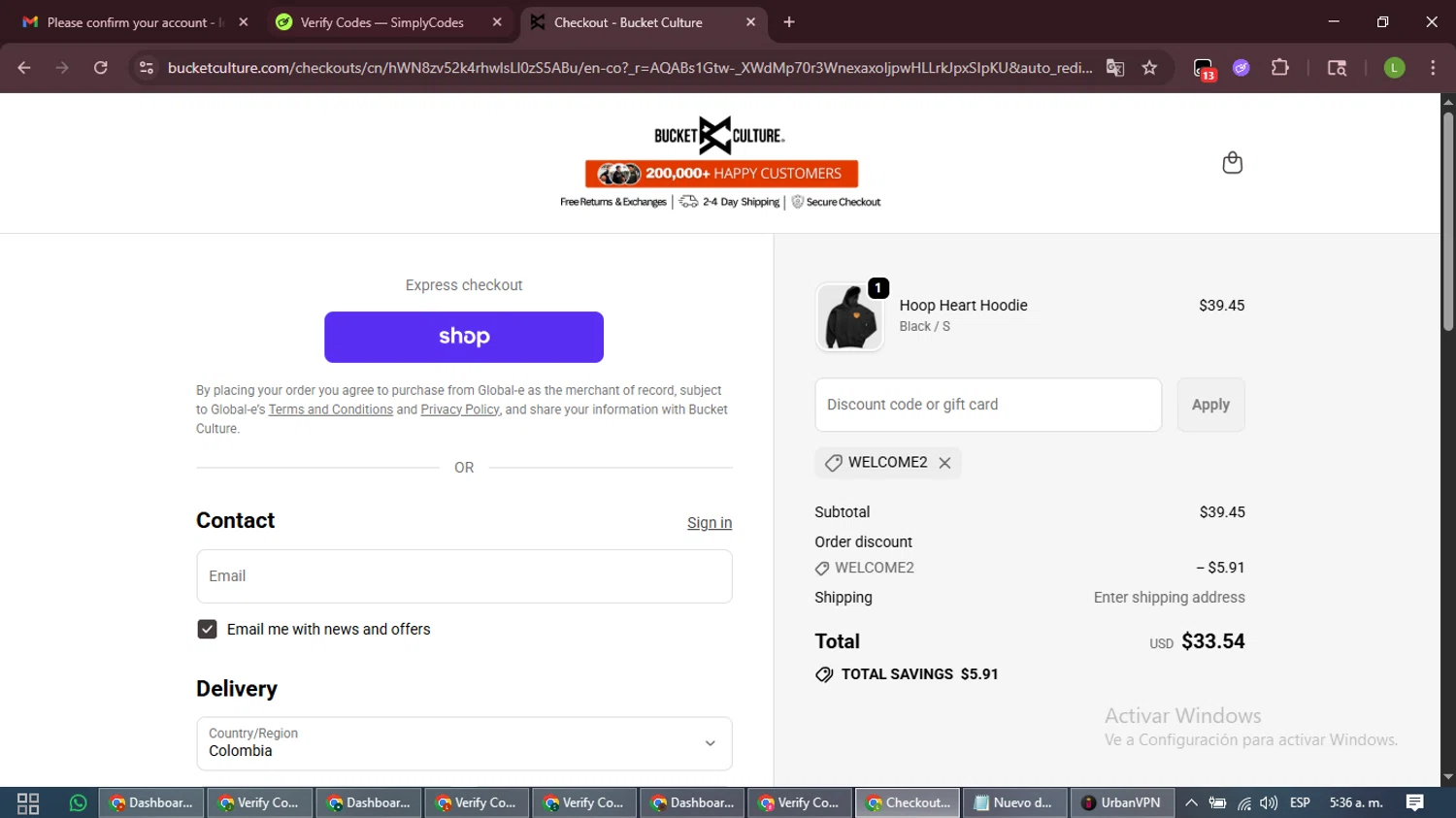 Bucket Culture checkout page showing Bucket Culture promo code box | Screenshot taken by SimplyCodes community member on Feb 20, 2026