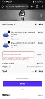 TYLER coupon verification screenshot