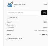 CHICKEN coupon verification screenshot