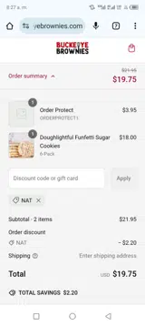 Buckeye Brownies coupon verification screenshot