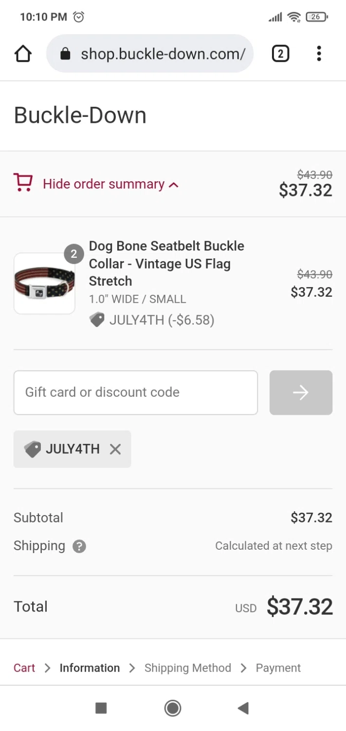 Buckle-Down checkout page showing Buckle-Down promo code box | Screenshot taken by SimplyCodes community member on Jun 13, 2022