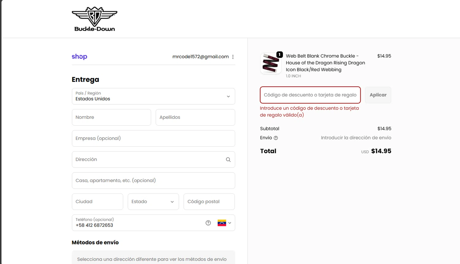 Buckle-Down promo code screenshot showing code F3CSHFNQ applied at Buckle-Down checkout page. Uploaded by SimplyCodes community member tokiio on Oct 10, 2025
