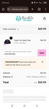 preordersept coupon verification screenshot