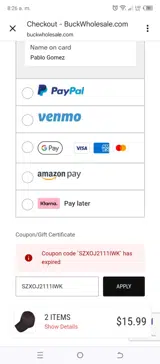 SZXOJ2111IWK coupon verification screenshot