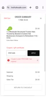 RYK1688 coupon verification screenshot