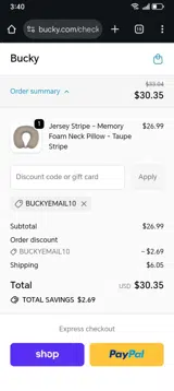 BUCKYEMAIL10 coupon verification screenshot