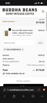 WELCOMEBONUS coupon verification screenshot