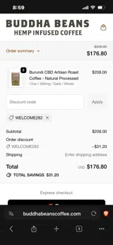 WELCOME282 coupon verification screenshot