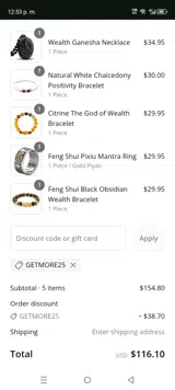 GETMORE25 coupon verification screenshot