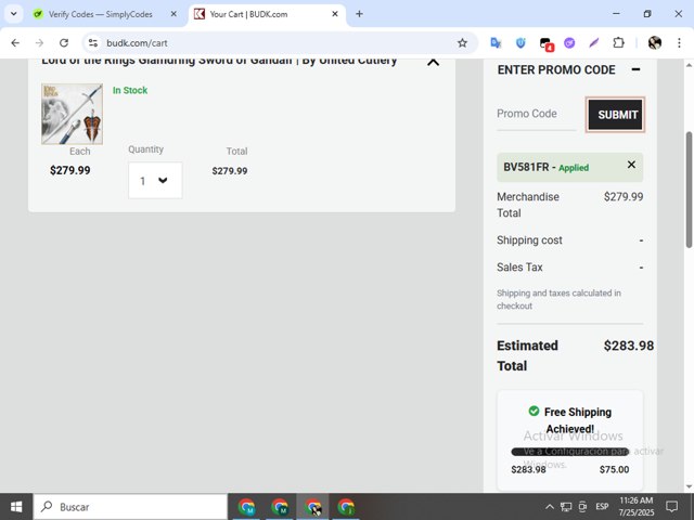 Budk.com checkout page showing Budk.com promo code box | Screenshot taken by SimplyCodes community member on Jul 25, 2025