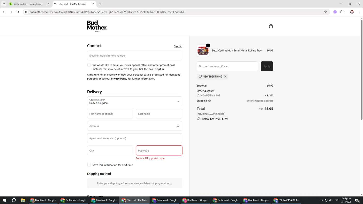 BudMother discount code screenshot showing code NEWBEGINNING applied at BudMother checkout page. Uploaded by SimplyCodes community member Salometta on Nov 3, 2025