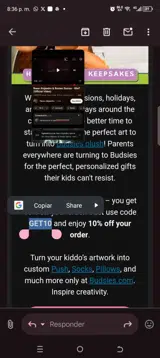 Get10 coupon verification screenshot