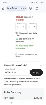 Buffalo Bills coupon verification screenshot