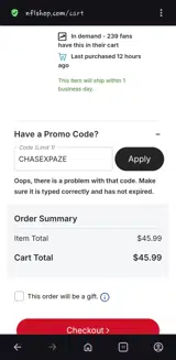 CHASEXPAZE coupon verification screenshot