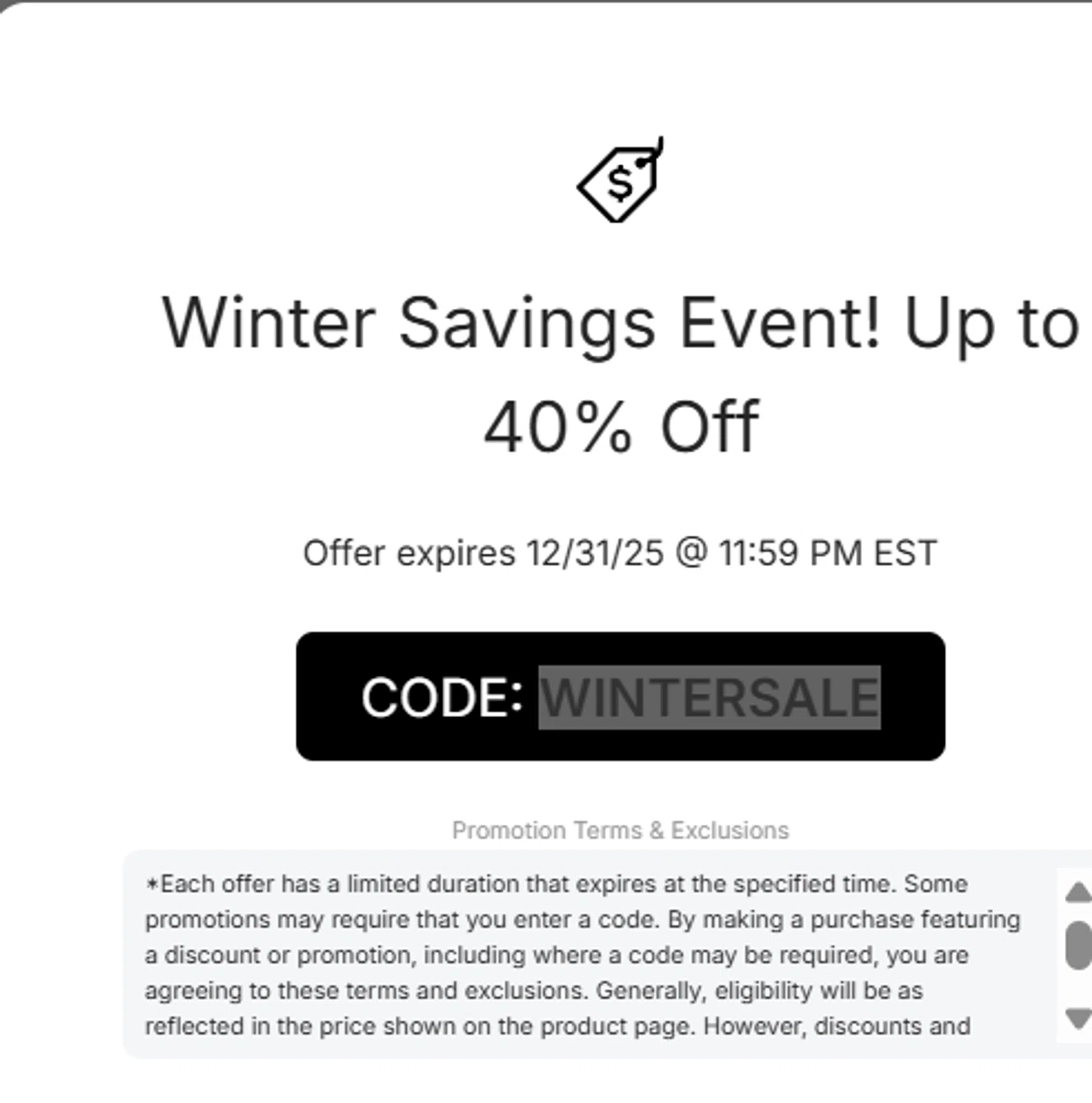 Buffalo Bills promo code screenshot showing code WINTERSALE applied at Buffalo Bills checkout page. Uploaded by SimplyCodes community member DORIANGEL on Dec 22, 2025