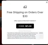 NFL30 coupon verification screenshot