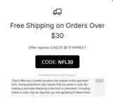 NFL30 coupon verification screenshot