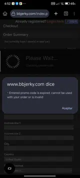 DAD coupon verification screenshot