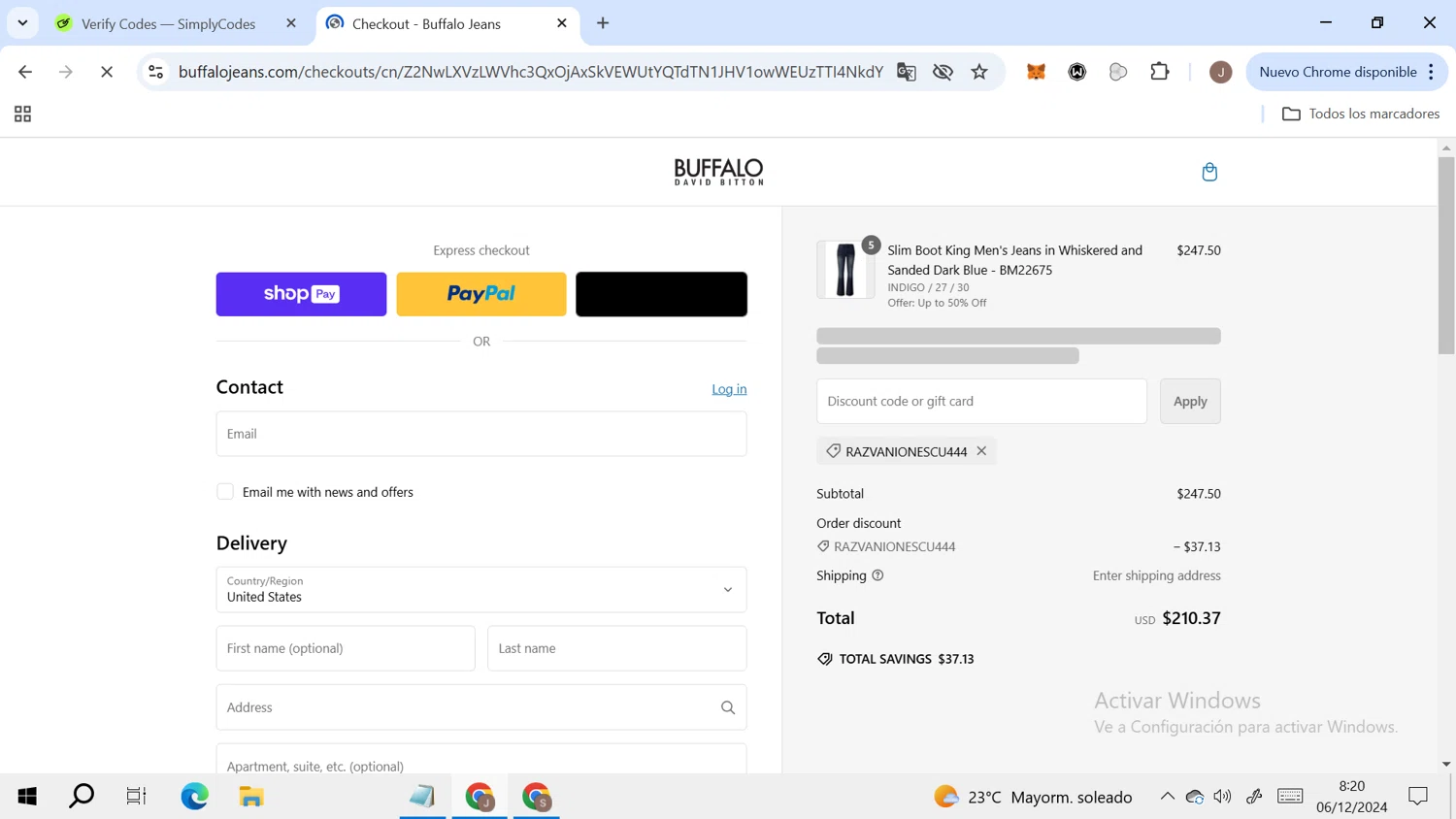 where to use Buffalo David Bitton promo code box