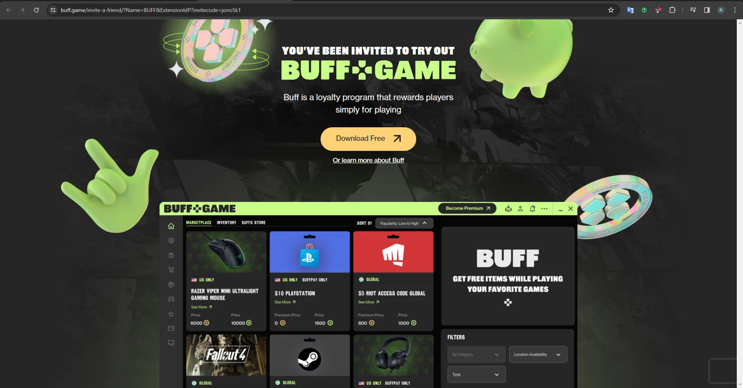 BUFF.GAME checkout page showing BUFF.GAME promo code box | Screenshot taken by SimplyCodes community member on Jan 16, 2024