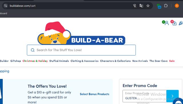 Build A Bear US checkout page showing Build A Bear US promo code box | Screenshot taken by SimplyCodes community member on Dec 22, 2024
