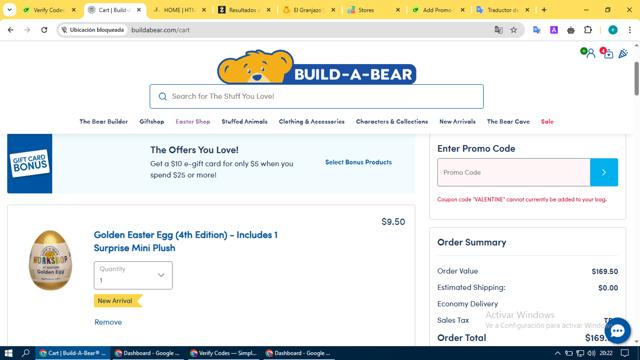 Build A Bear US checkout page showing Build A Bear US promo code box | Screenshot taken by SimplyCodes community member on Mar 13, 2025
