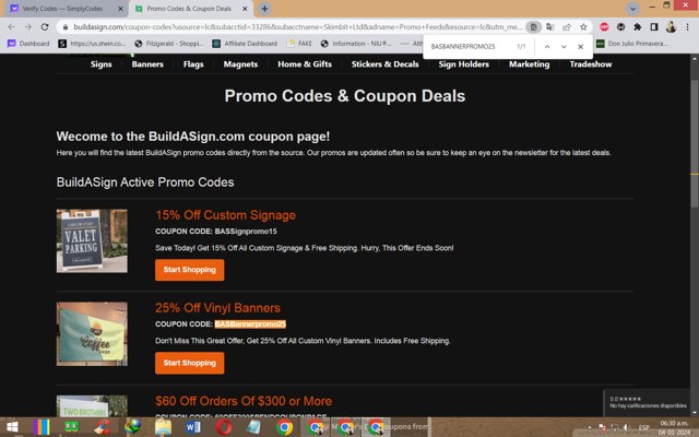 BuildASign checkout page showing BuildASign promo code box | Screenshot taken by SimplyCodes community member on Mar 4, 2024
