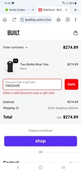 FREESHIP coupon verification screenshot