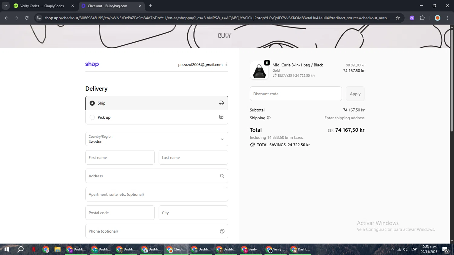 Bukvy promo code screenshot showing code bukvy25 applied at Bukvy checkout page. Uploaded by SimplyCodes community member BonusCaptain9927 on Nov 30, 2025