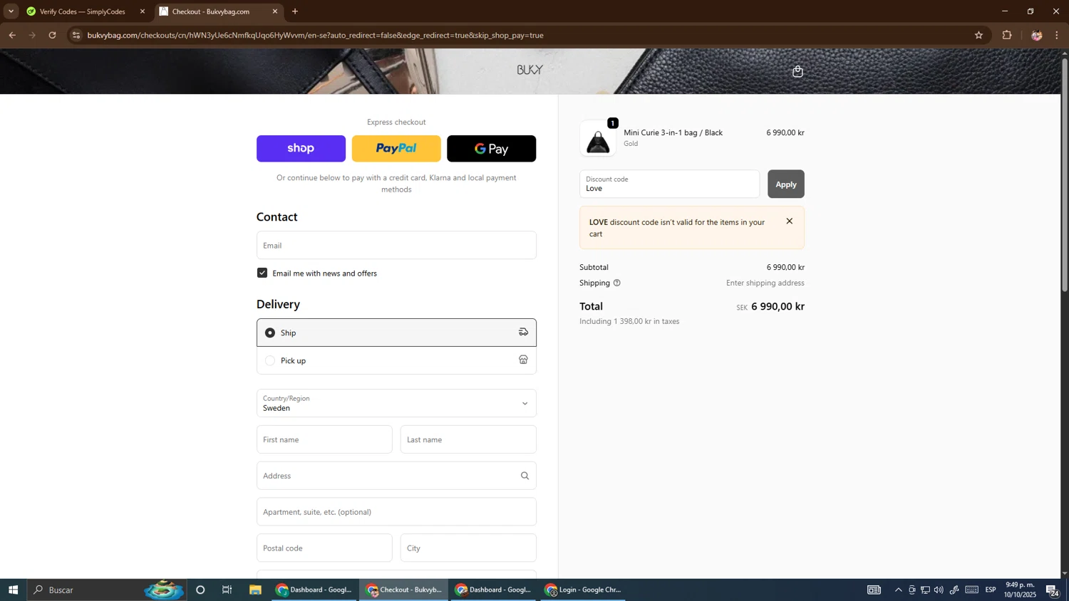 Bukvy promo code screenshot showing code Love applied at Bukvy checkout page. Uploaded by SimplyCodes community member El_mynor on Oct 11, 2025