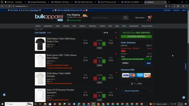 BulkApparel checkout page showing BulkApparel coupon code box | Screenshot taken by SimplyCodes community member on Mar 26, 2025
