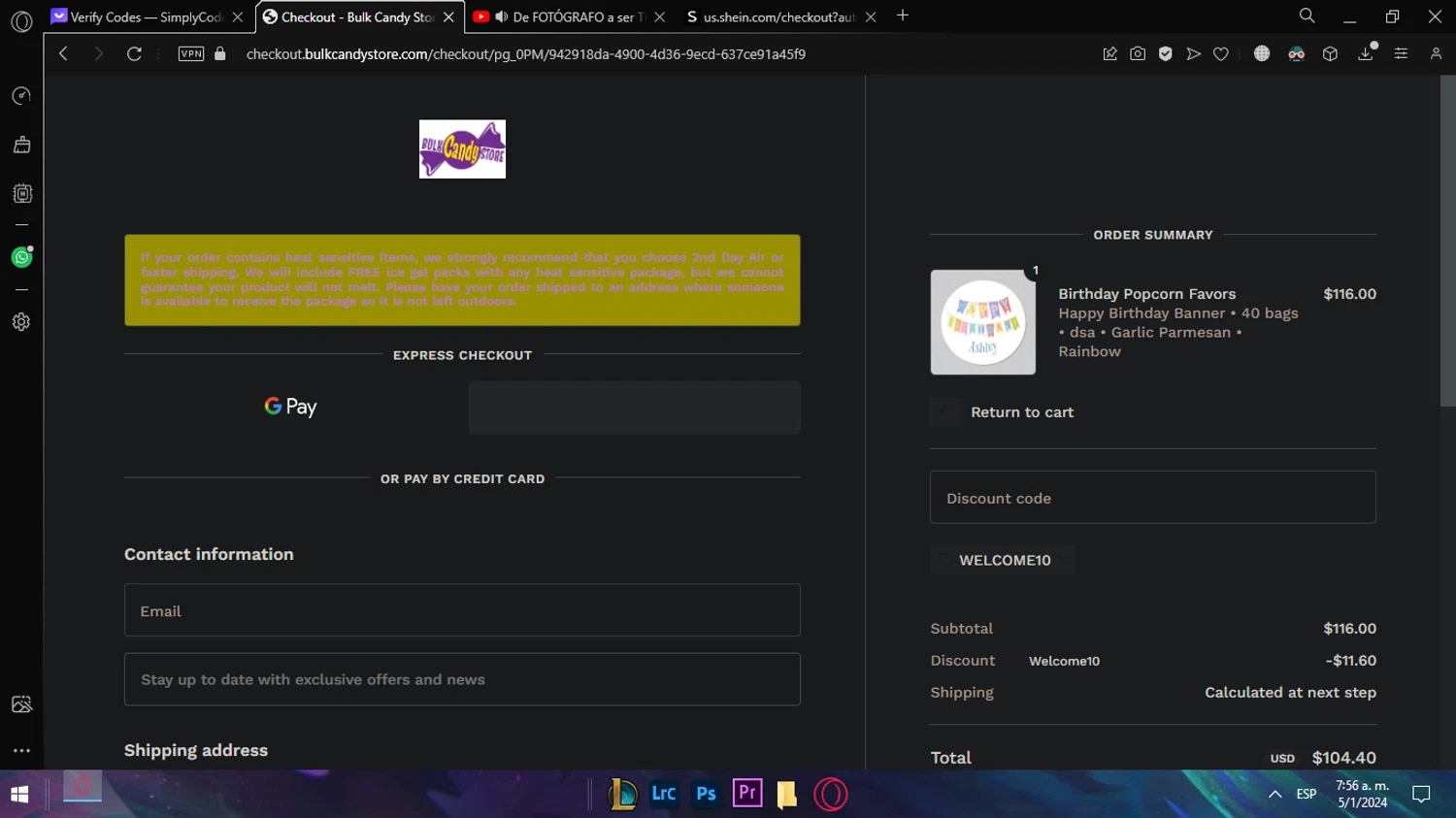 where to use Bulk Candy Store promo code box