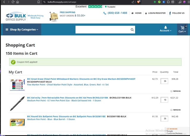 Bulk Office Supply checkout page showing Bulk Office Supply coupon code box | Screenshot taken by SimplyCodes community member on Jun 28, 2025